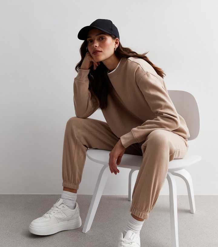 Camel Cotton-Blend Cuffed Joggers