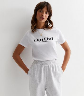 White Cotton Oui Oui Logo T-Shirt New Look