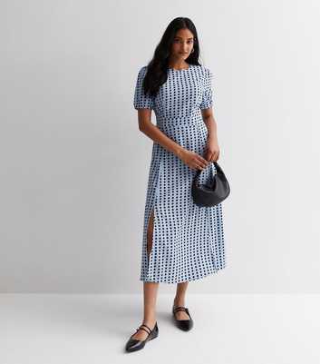 Cutie London Blue Spot Split Hem Midaxi Dress