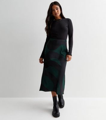 Petite green shop spotted midi skirt