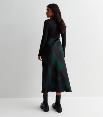 Petite green clearance spotted midi skirt