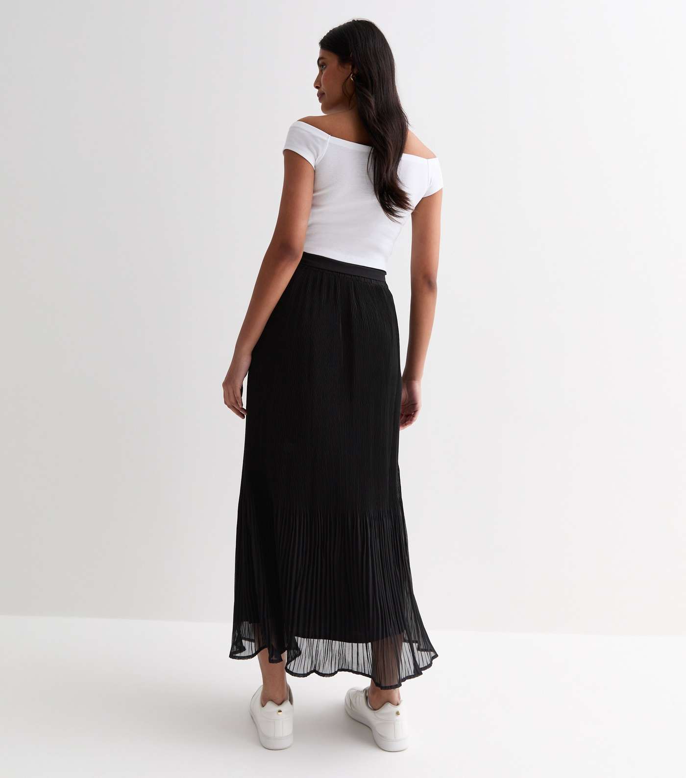 Gini London Black Pleated Belted Maxi Skirt Image 4