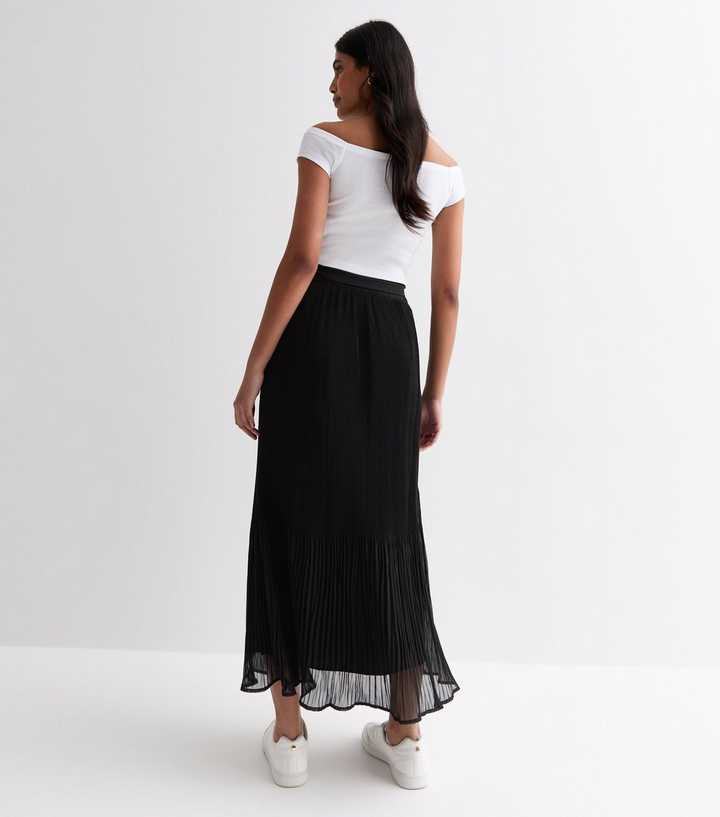 zara black pleated maxi skirt