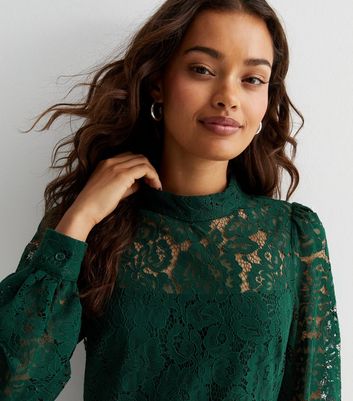 new look green lace top
