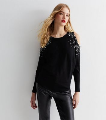 Embellished hot sale shoulder sweater