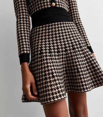 Cameo Rose Black Dogstooth Check Mini Skirt New Look