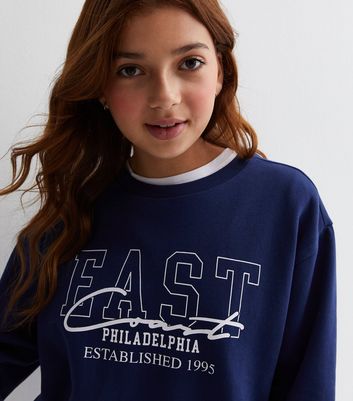 Girls Blue East Coast Logo Sweatshirt New Look