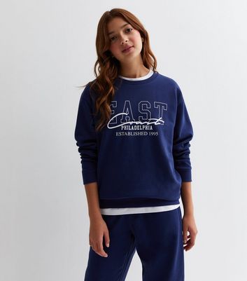 Girls Blue East Coast Logo Sweatshirt New Look
