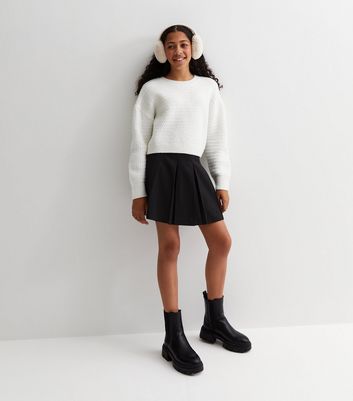 Girls Black Pleated Mini Skirt New Look