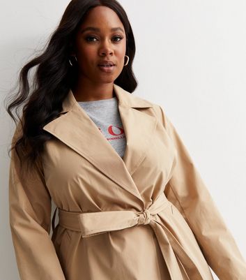 Plus size 2024 belted trench coat