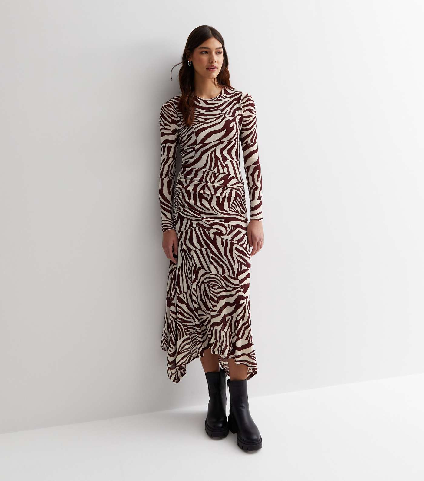 Tall Brown Animal Print Midaxi Dress Image 3