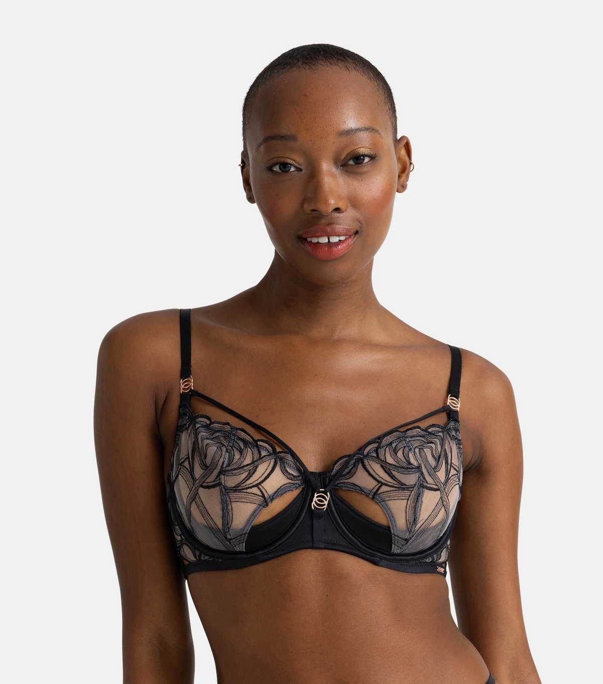 Women's Black Floral Wired Bra Dorina New Look