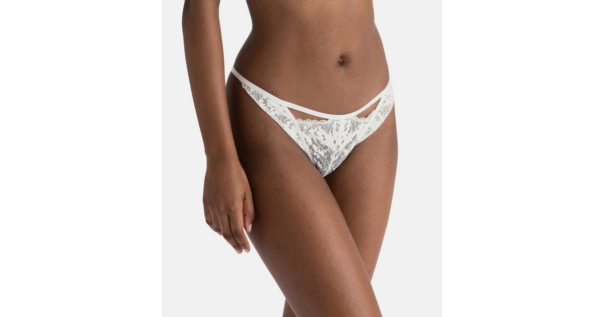 Panelled Lace Thong