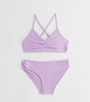 Girls Lilac Textured Bikini Set New Look