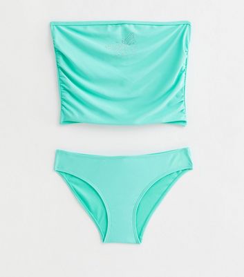 Girls Turquoise Butterfly Bandeau Bikini Set New Look