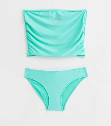 Girls Turquoise Butterfly Bandeau Bikini Set