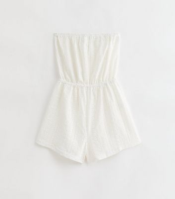 Girls White Broderie Beach Playsuit New Look