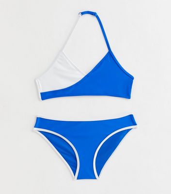 Girls Blue Contrast Halter Bikini Set New Look