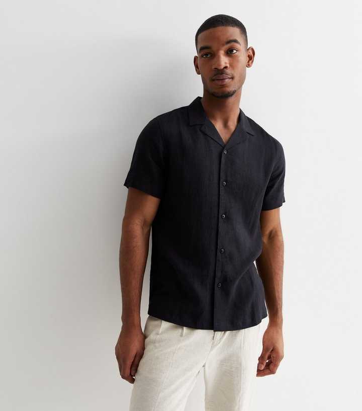 Black Linen Blend Short Sleeve Shirt | New Look