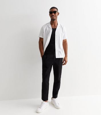 Men's White Linen Blend Short Sleeve Shirt New Look