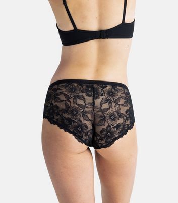 Dorina Black Lace Detail Eco Hipster Briefs New Look