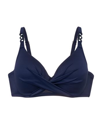 Dorina Curve Blue Twist Bikini Top New Look