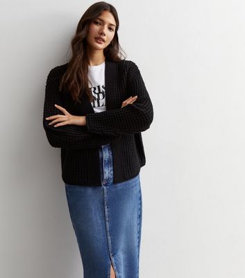 Black Stitch Knit Cardigan New Look