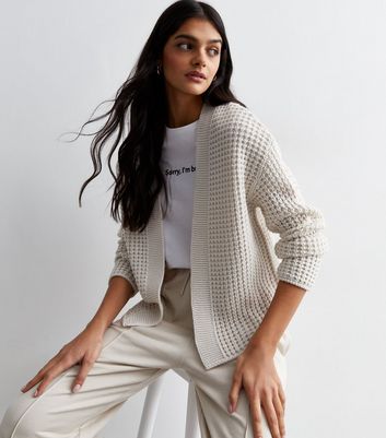 Off White Stitch Knit Cardigan | New Look