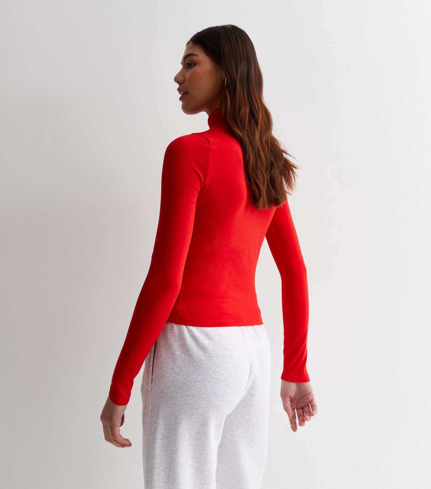 Tall Red Jersey High Neck Top Image 4