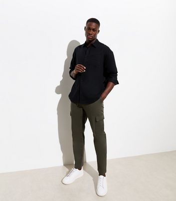 Men's Black Linen Blend Long Sleeve Shirt New Look