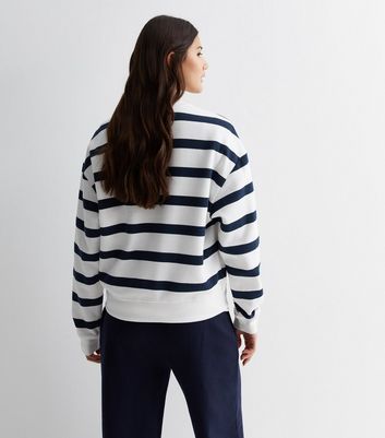 White Stripe Crew Neck Sweatshirt New Look