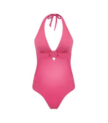 Dorina Maternity Mid Pink Halter Swimsuit New Look