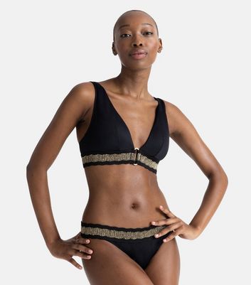 Dorina Black Buckle Front Bikini Top New Look