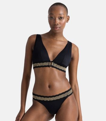 Dorina Black Embroidered Brazilian Bikini Bottoms New Look