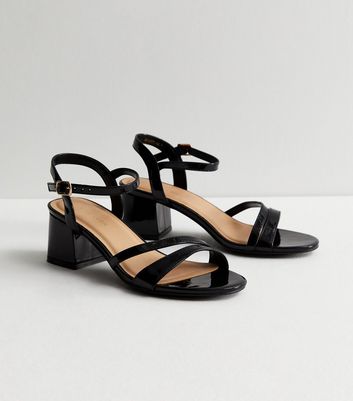 Black patent clearance sandals low heel