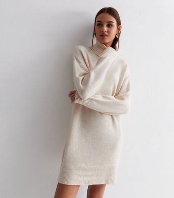 Costume National Cream Round Neck Knee Length Dress