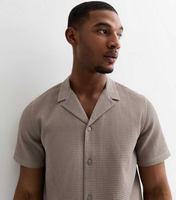 Light Brown Waffle Short Sleeve Shirt