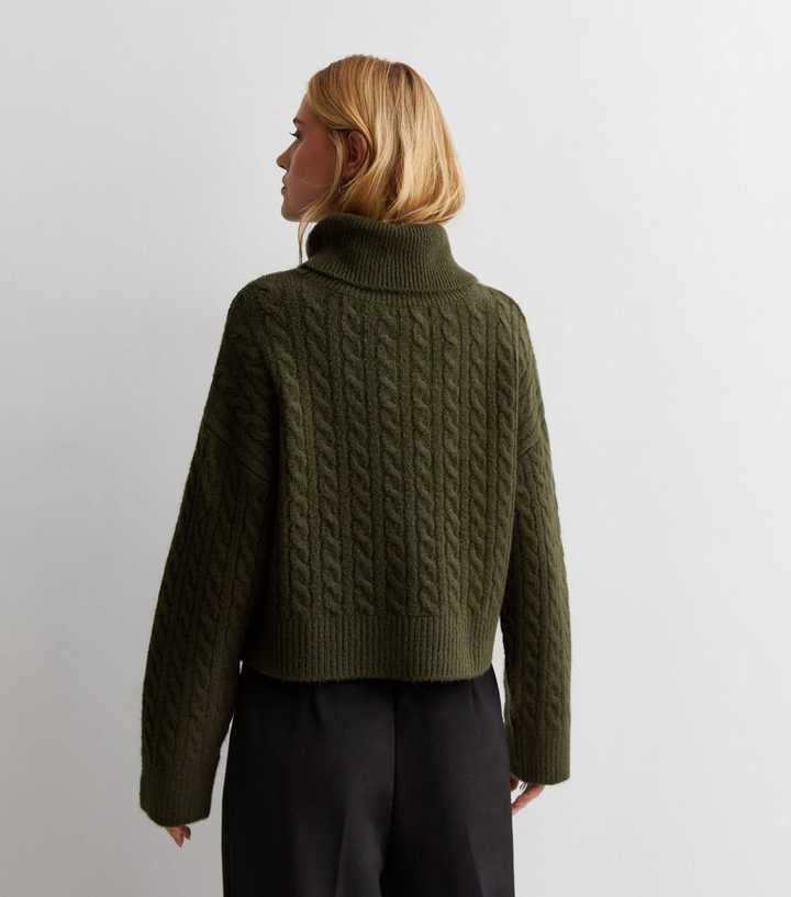 Khaki Cable Knit Sweater - Regular & Plus – Urban Boutique