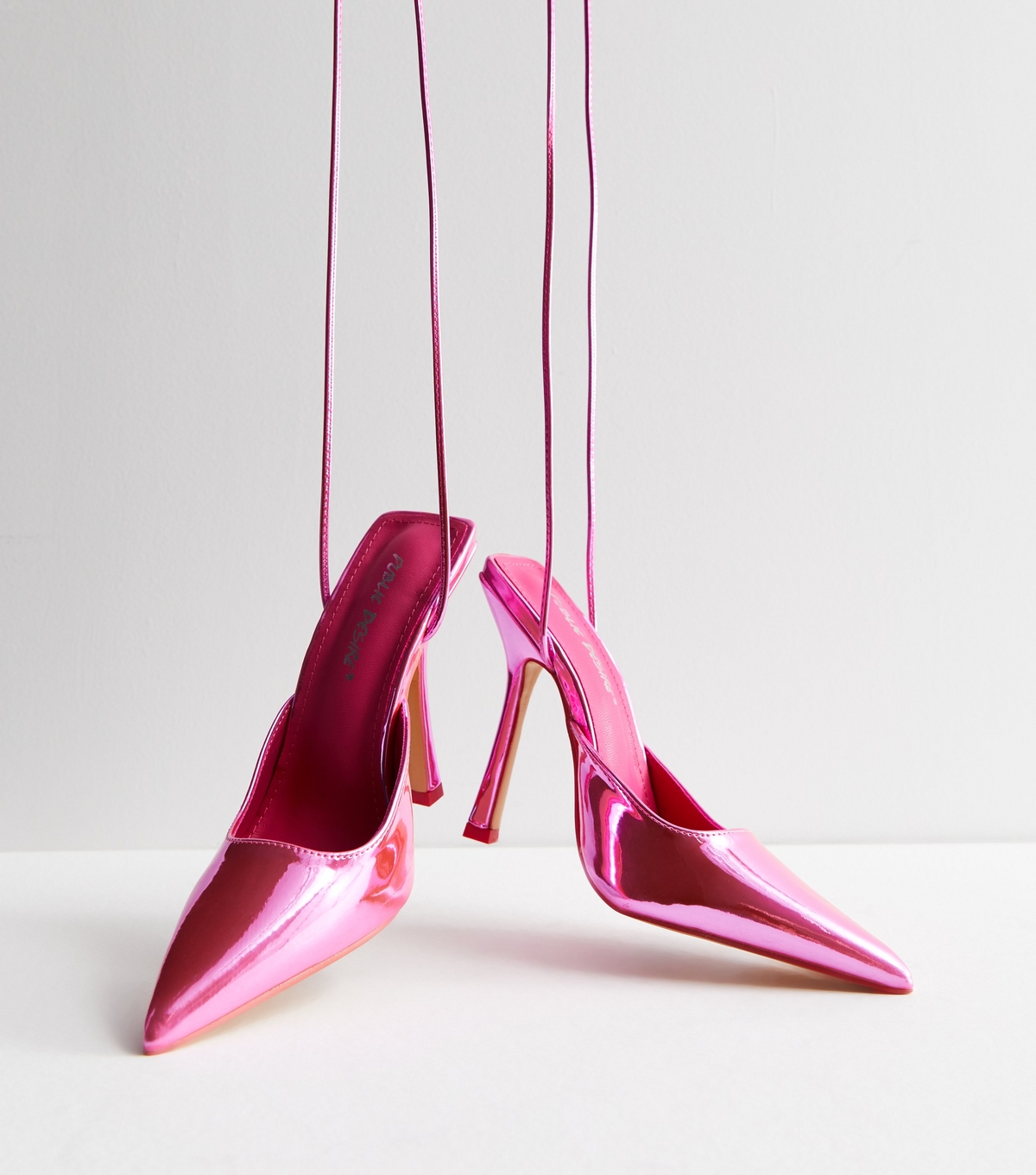 Women's Bright Pink Metallic Stiletto Heel Court Shoes Public Desire New Look