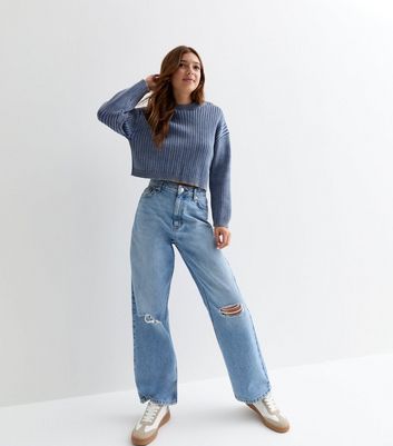 Ladies cropped wide leg on sale jeans