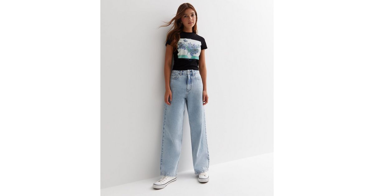 Ralph Lauren Girls Denim Wide Leg Jeans in Blue