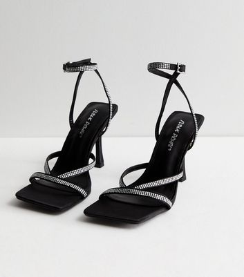 Public Desire Black Diamante Stiletto Heel Sandals New Look