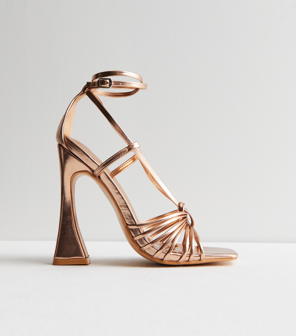 Women's Rose Gold Flared Heel Sandals Public Desire New Look