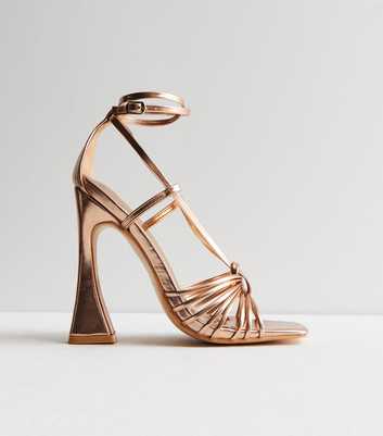 Public Desire Rose Gold Flared Heel Sandals