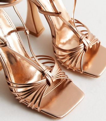 Rose gold strappy shoes sale