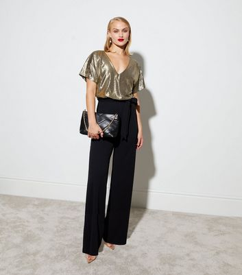 Black and gold sequin 2024 jumpsuit