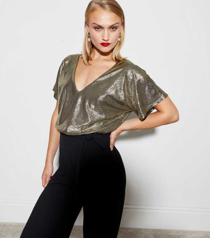 ASOS DESIGN extreme flare sequin pants in gold