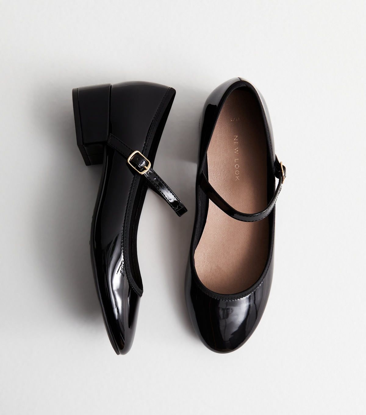 Women's Black Patent Block Heel Mary Jane Shoes New Look