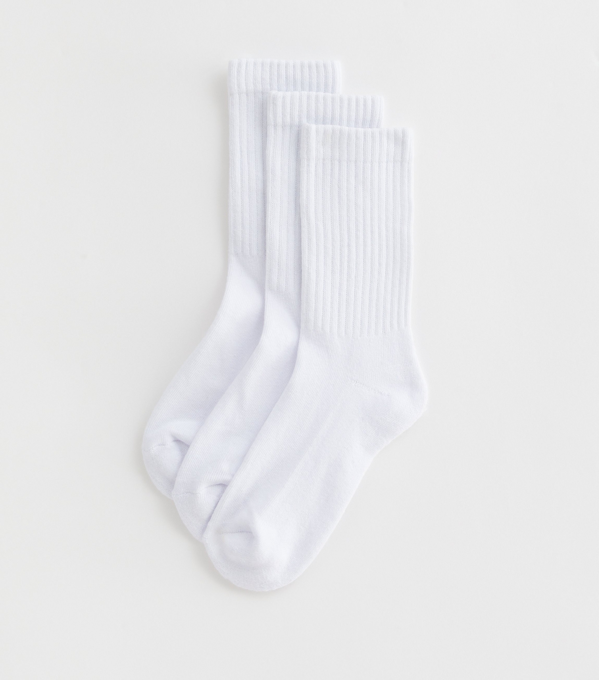 3 Pack White Ribbed Tube Socks New Look
