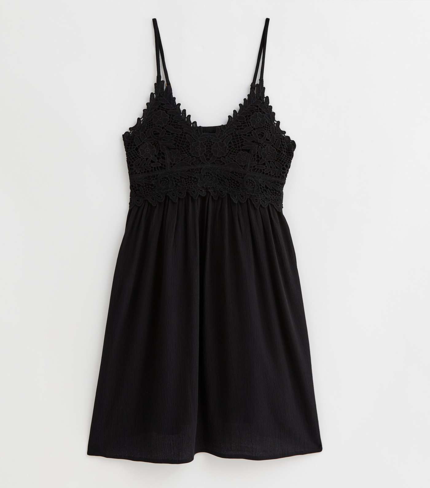Black Crochet Strappy Mini Beach Dress Image 5